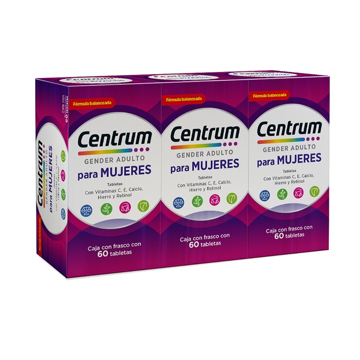 Centrum para Mujeres 3 cajas de 60 tabletas cada uno