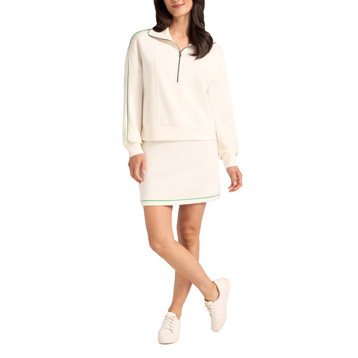 Max & Mia Set Sudadera con Falda Short para Dama Beige Chica