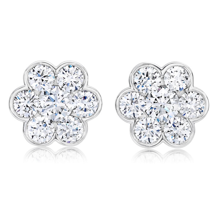 Aretes, 1.30ctw Diamantes, Oro Blanco de 14K Aretes, 1.30ctw Diamantes, Oro Blanco de 14K