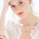 Mayfer, Juego de Aretes y Dije en Forma de Corazón, Color Blanco