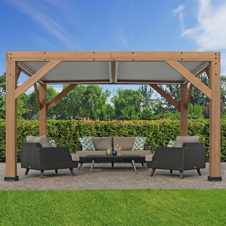 Yardistry, Pérgola de Madera de 3.3m x 3.9m con Techo de Persianas de