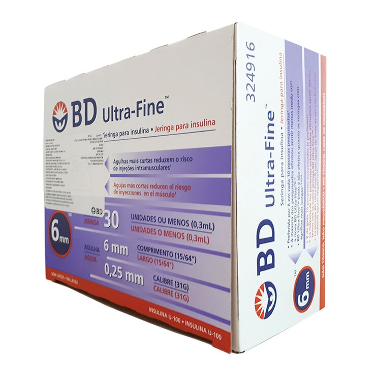 BD Jeringa Ultra-Fine 0.3mL 31G 6mm c/100 Piezas Autocontenidas