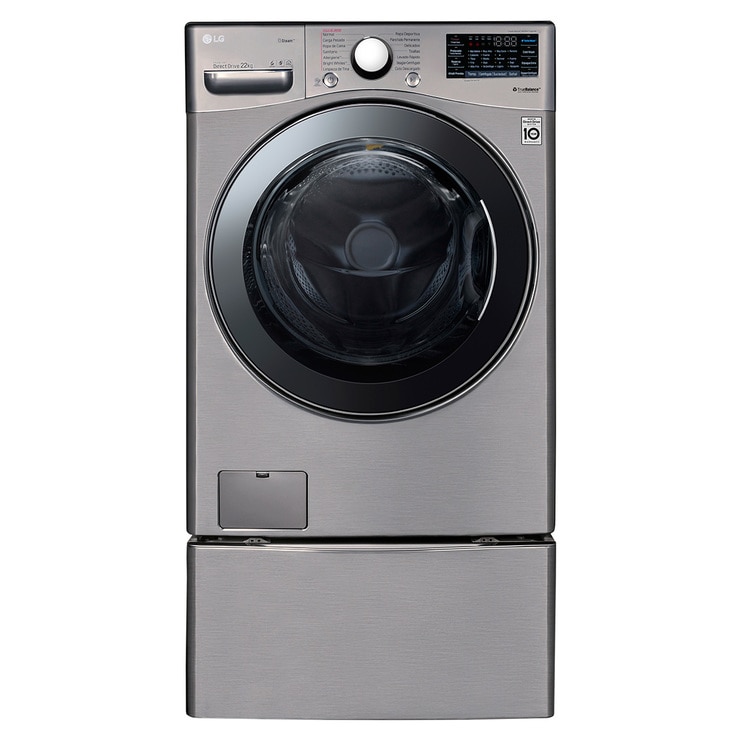 Lavadora LG de 22Kg carga frontal, con pedestal color silver Costco