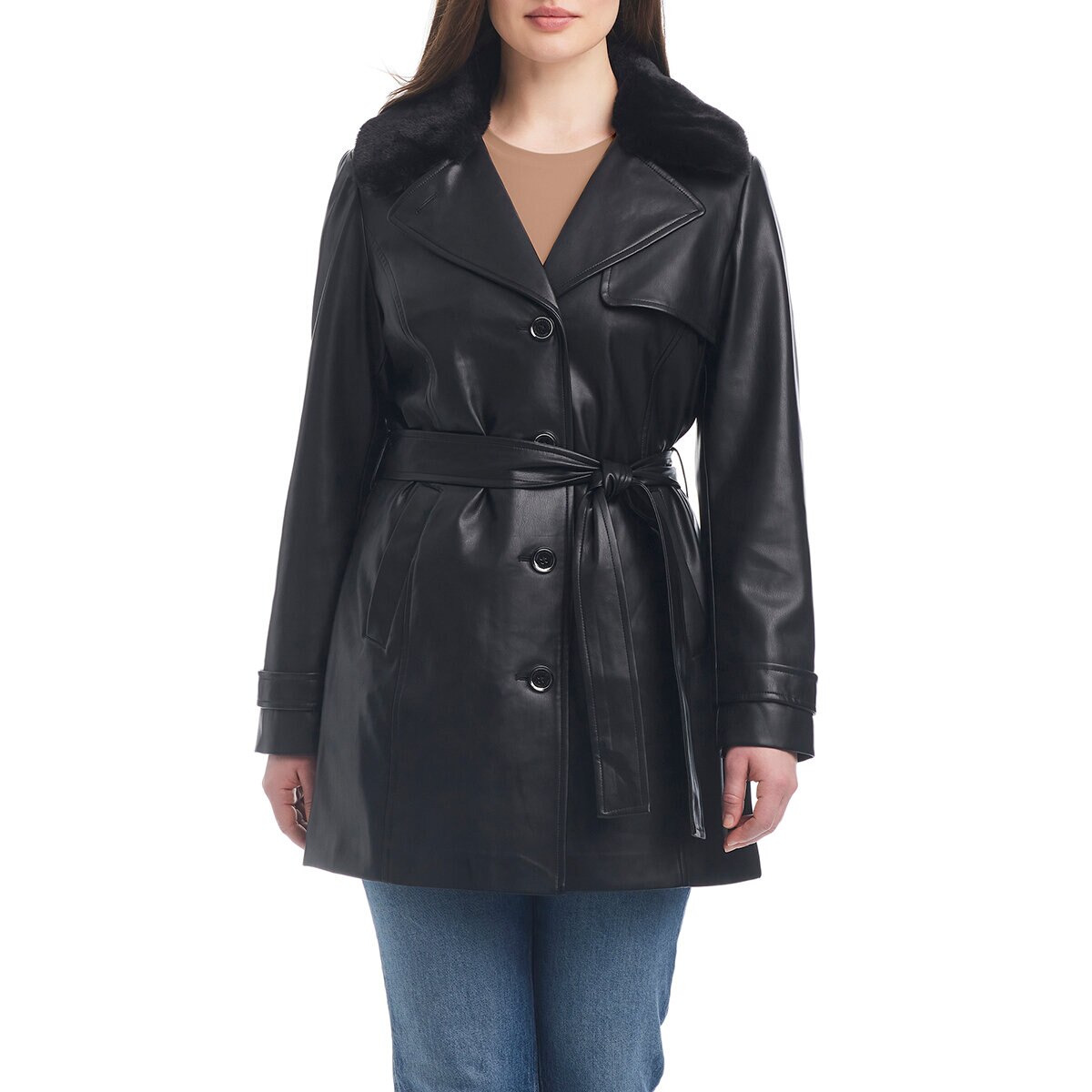 Vince Camuto Gabardina para Dama Negro Mediana