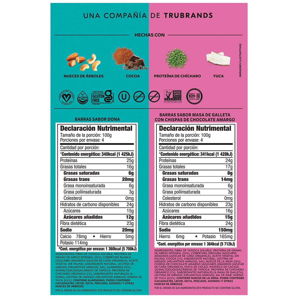 Trubar Barras De Proteína 16pzas de 50g