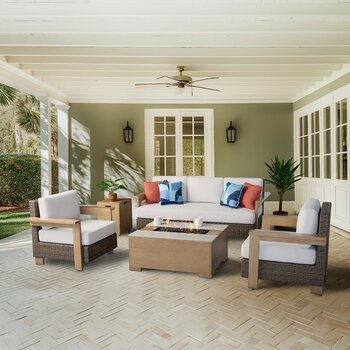 Agio, Juniper Sala con Fogatero para Patio de 5 Piezas