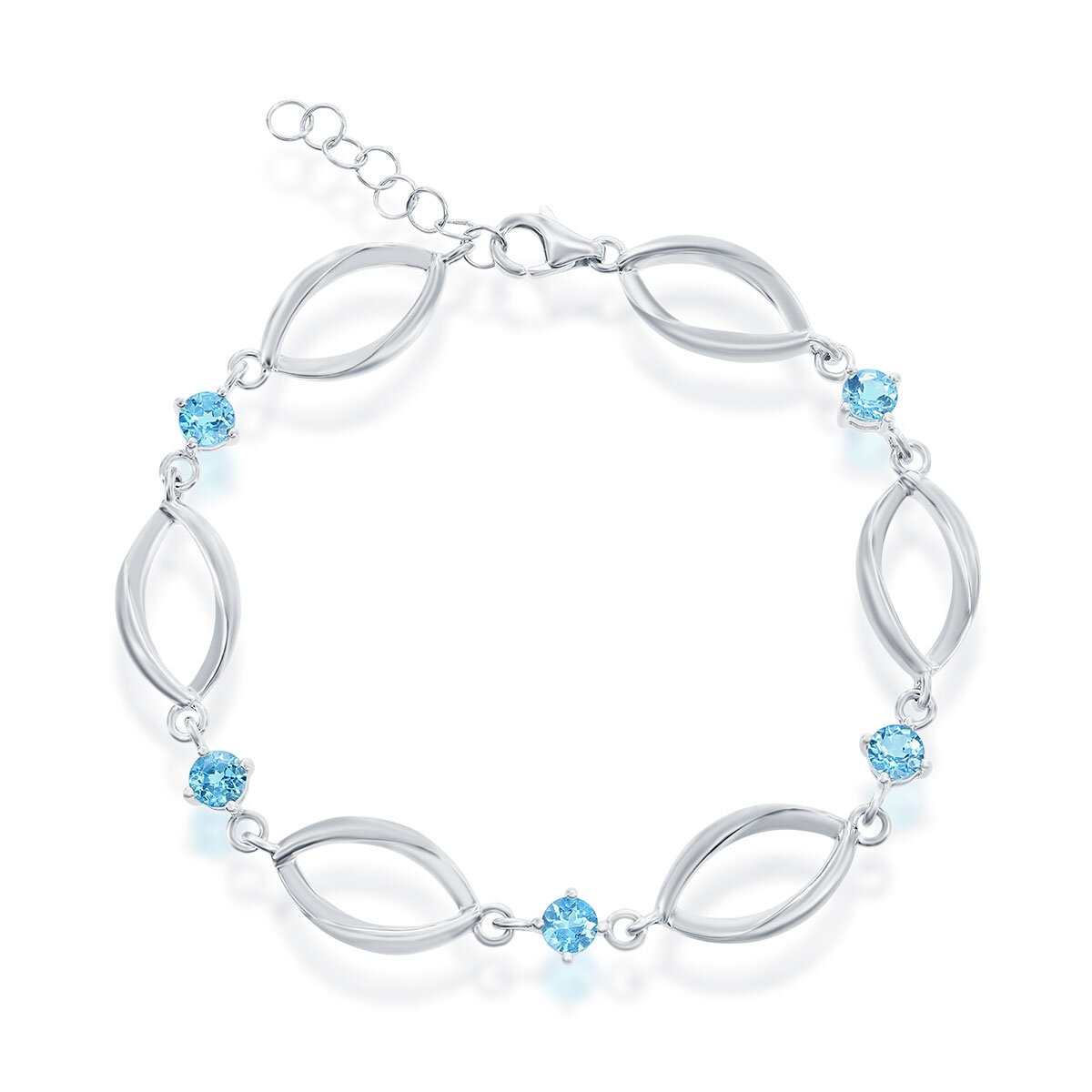 Pulsera de Topacio Azul, Oro Blanco de 14K
