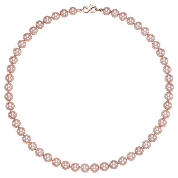 Collar de Perlas Cultivadas, 8.0-8.5mm, Oro Rosa de 14K