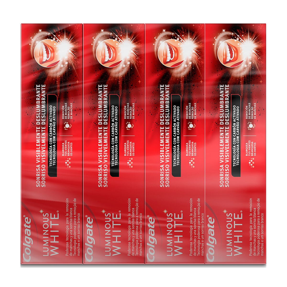 Colgate Luminous White Pasta Dental con Carbón Activado 4 pzas