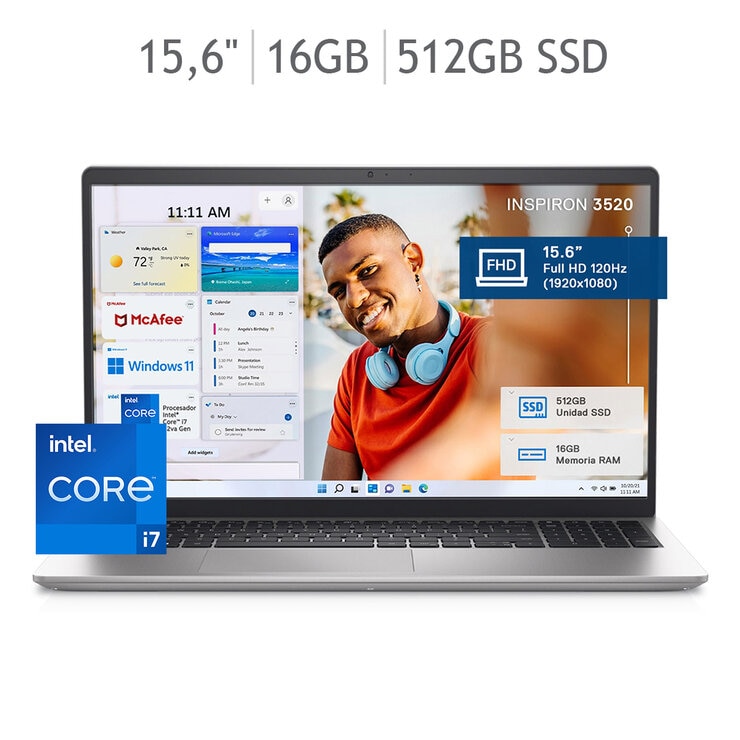 DELL Inspiron 3520 Laptop 15.6" Full HD Intel Core i7 16GB 512GB SSD
