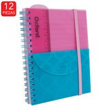 Oxford Cuaderno Tamaño Bolsillo con 70 Hojas Raya, Color Rosa/Azul