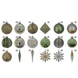 Surtido de Adornos Navideños 80 Piezas - Dorado/Verde