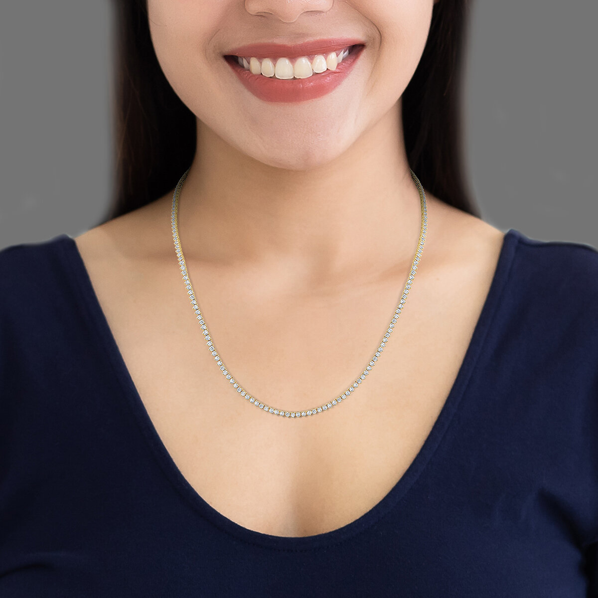 Collar de Diamantes, 5ctw, Oro Amarillo de 14K