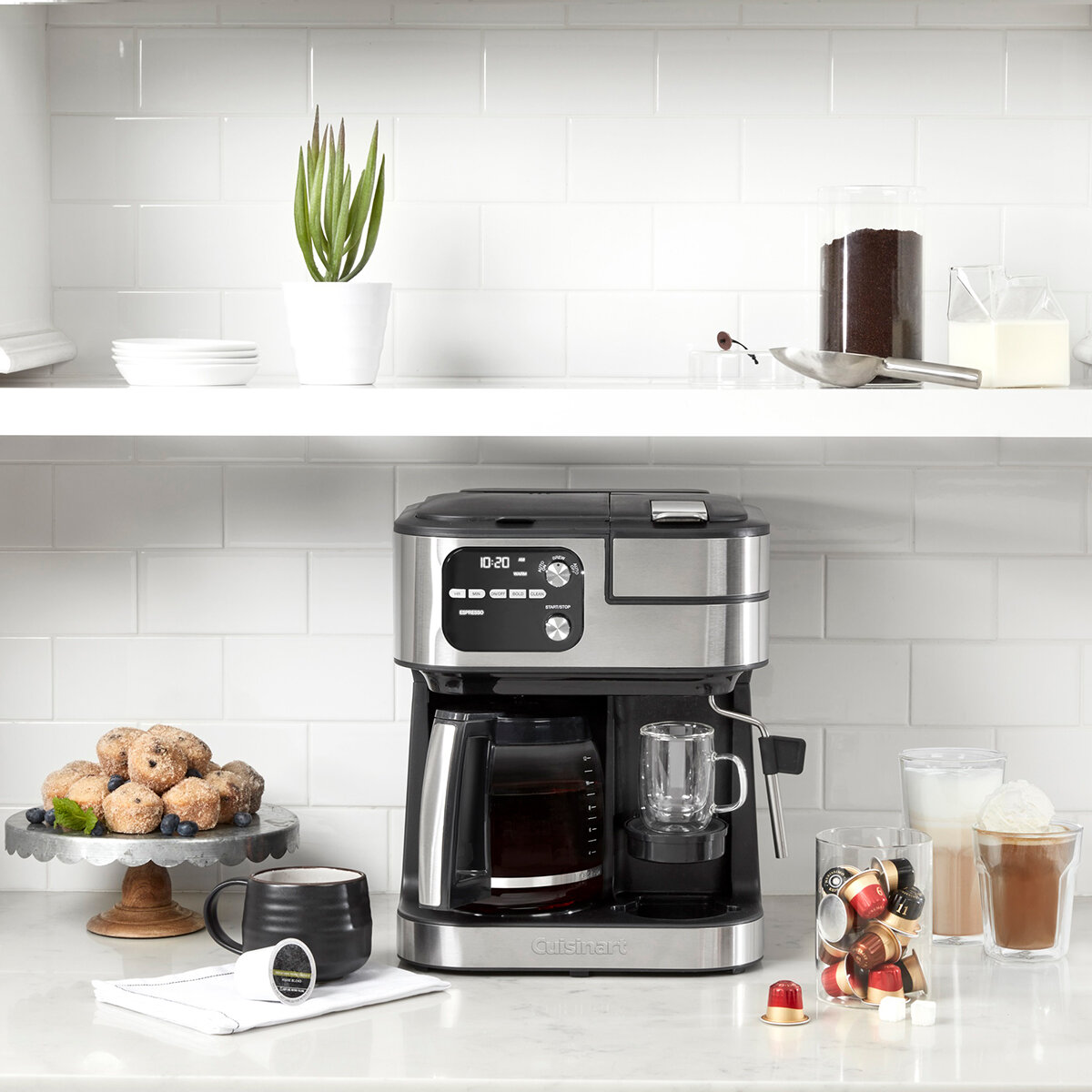 Cuisinart Cafetera Multifuncional 4 en 1, Compatible con Cápsulas Keurig K-Cup, Nespresso original Line