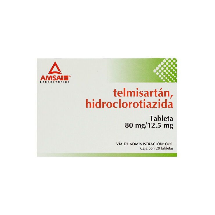 Telmisartán/Hidroclorotiazida 80 mg/12.5 mg 28 Tabletas Telmisartán/Hidroclorotiazida 80 mg/12.5 mg 28 Tabletas
