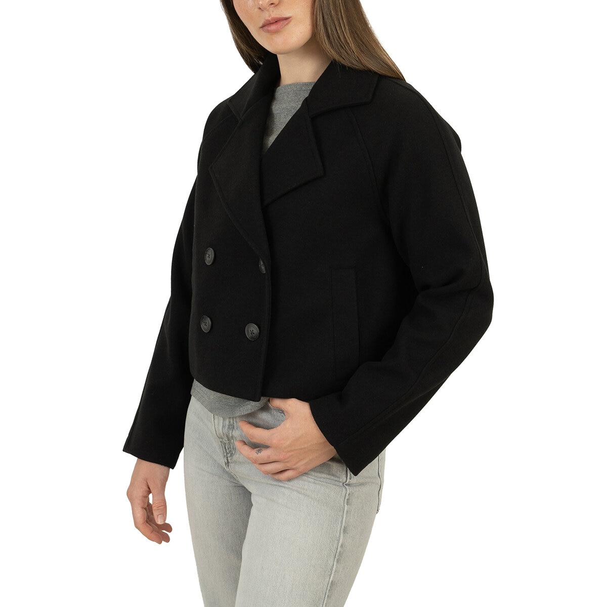 Nine West Abrigo Corto para Dama Negro Extra Chica