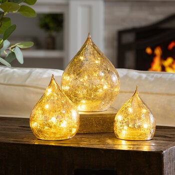 Evergreen, 3 Lámparas LED en Forma de Gotas de Lluvia de Cristal, Varios Colores Evergreen, 3 Lámparas LED en Forma de Gotas de Lluvia de Cristal, Varios Colores