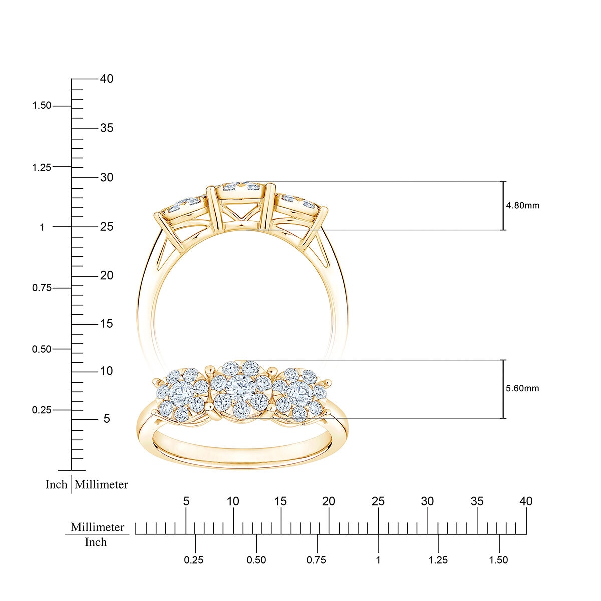 Anillo Nupcial de Diamantes 0.50ctw, Oro Amarillo 14K