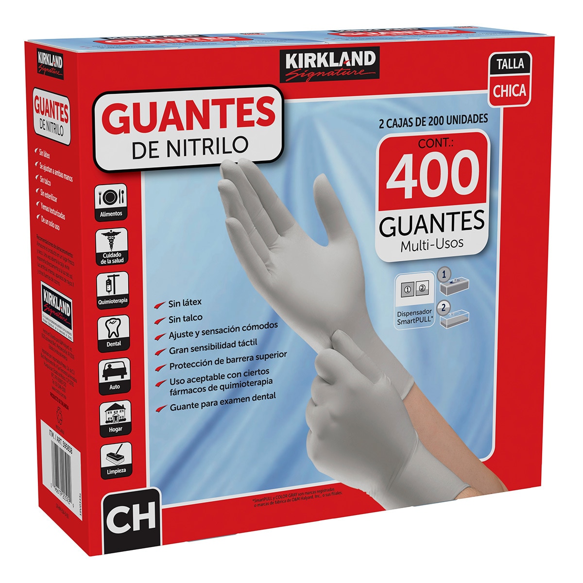 Kirkland Signature Guantes de Nitrilo Chicos 400 pzas