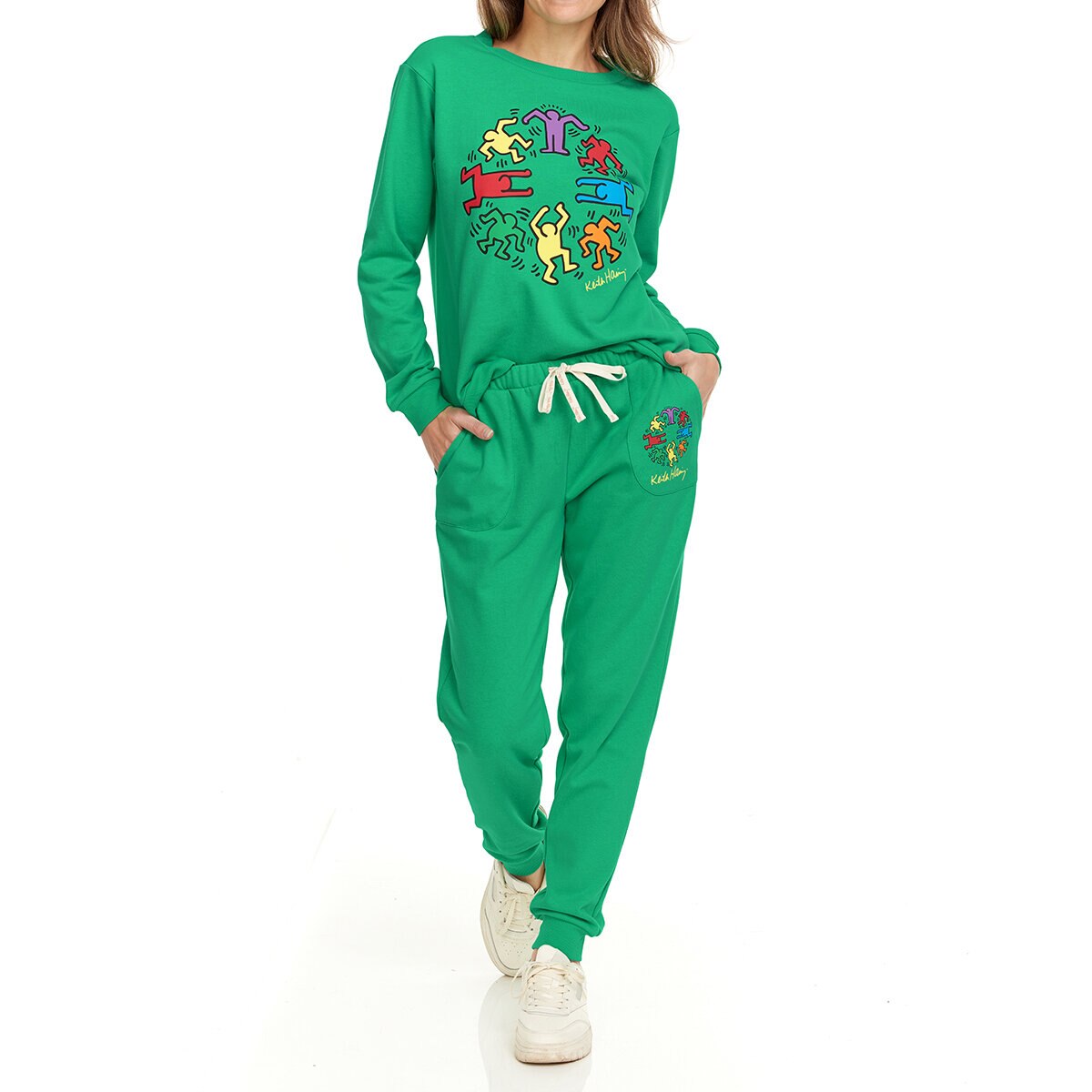 Keith Haring Lounge Set Para Dama Verde Extra Grande Co 
