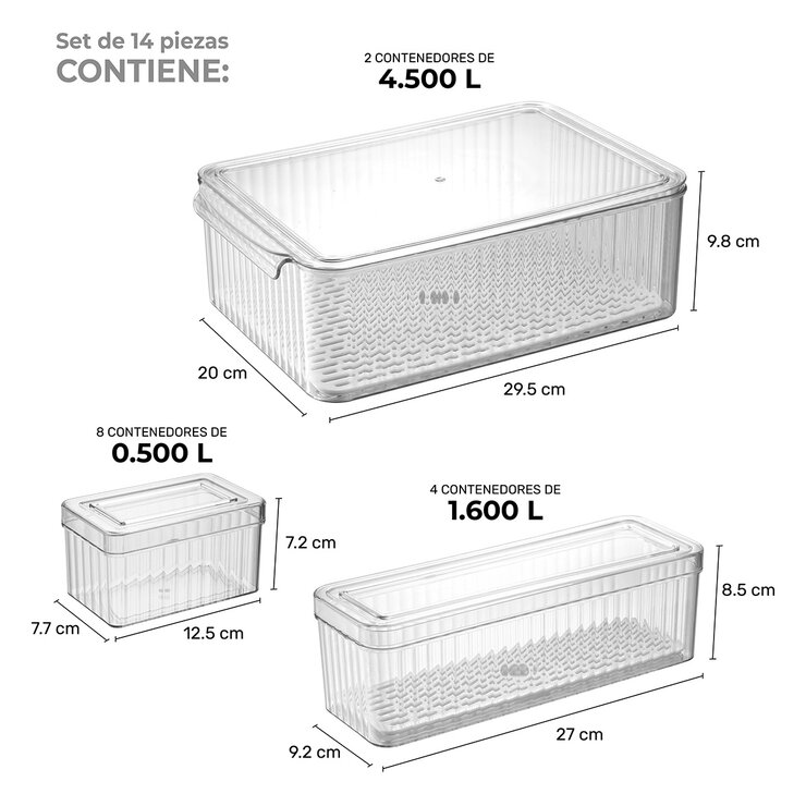AG Box, Set de 14 Organizadores diferentes Capacidades, para Refrigerador