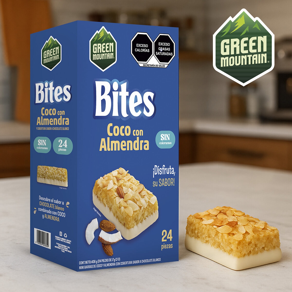 Green Mountain Bites de Coco con Almendra 24 pzas