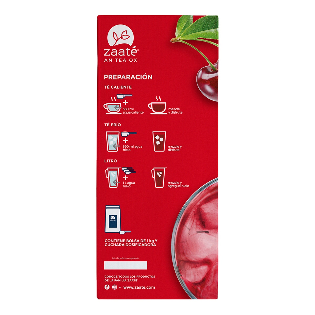 Zaaté Té Rojo Tisana Jamaica Arándano Sabor Cereza 1 kg