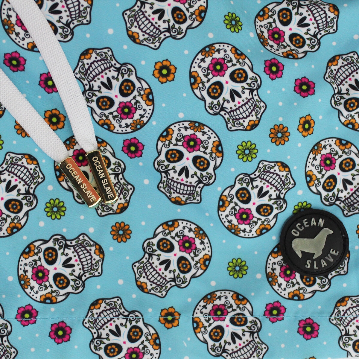 Ocean Slave, Traje de Baño Modelo Calaveras Baby Blue, para Caballero en Varias Tallas