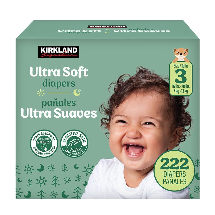 Kirkland Signature Pañales Etapa 3 Unisex 222 pzas Kirkland Signature Pañales Etapa 3 Unisex 222 pzas