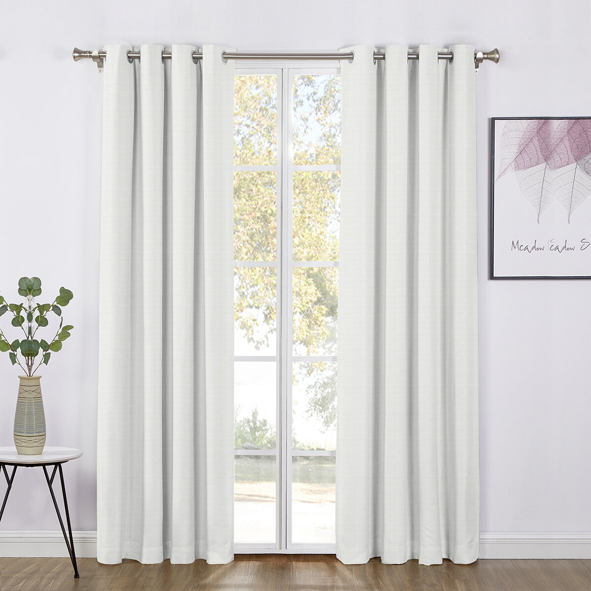 SUN + BLK, Cortina con Bloqueo Total de Luz 132 cm x 241 cm, WHITE 52X95