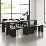 Transformer Table, Set de Comedor Expandible Color Gris Oscuro, Capacidad de hasta 12 Personas, 100% Madera
