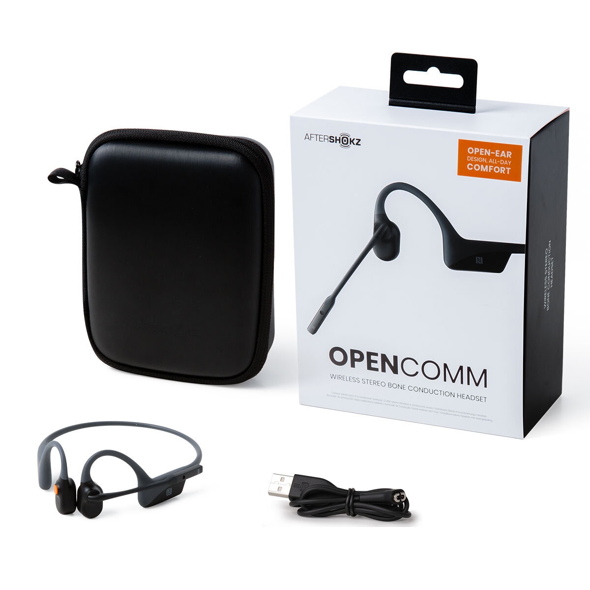  SHOKZ (AfterSHOKZ OpenComm - Auriculares Bluetooth estéreo de  conducción ósea con micrófono con cancelación de ruido, auriculares  inalámbricos para uso móvil, con marcador : Electrónica