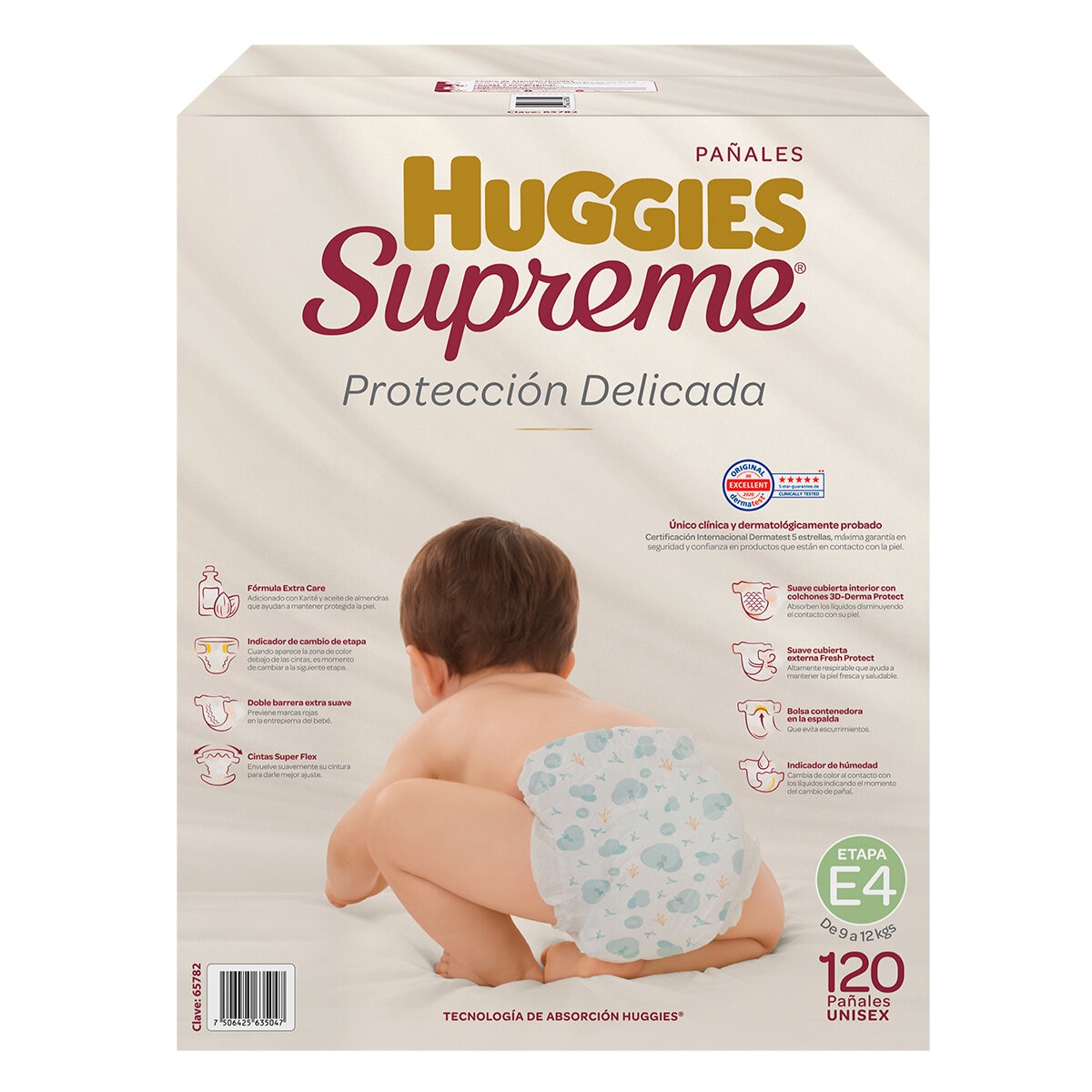 Huggies Supreme Pañales Etapa 4 Unisex 120 pzas 