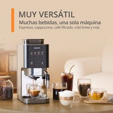 Krups Coffee Crush Experience, Cafetera Automática con Espumador de leche compatible con café en grano y molido