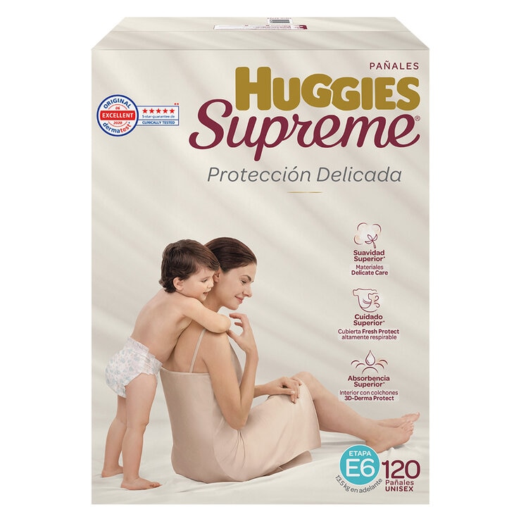 Huggies Supreme Pañales Etapa 6 Unisex 120 pzas