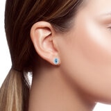 Aretes de Aquamarina con diamantes 0.19ctw, Oro Blanco 14K