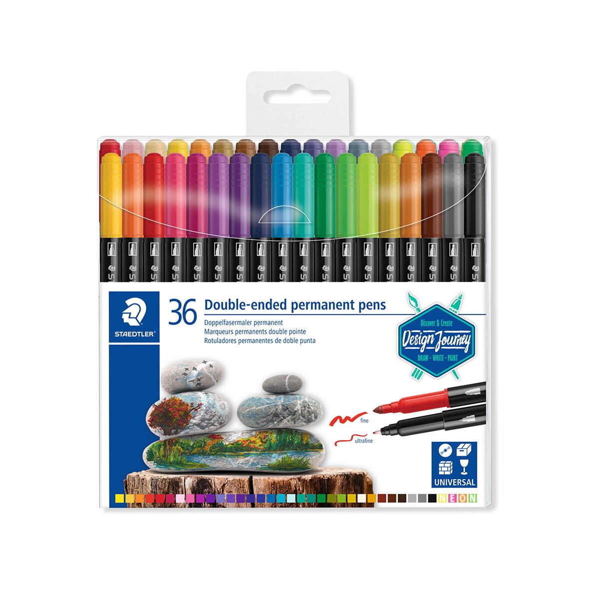 Estuche 36 rotuladores permanetes sketch markers doble punta base