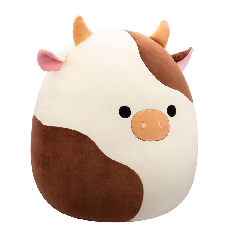 Squishmallows Original Peluche de 60 cm, Ronnie Vaca Marrón
