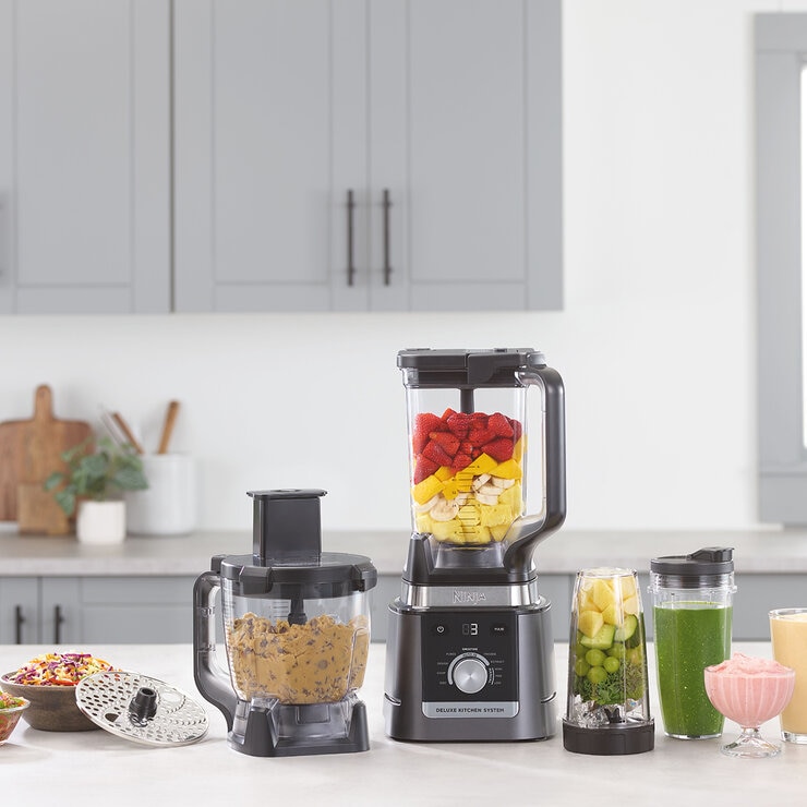 Ninja Deluxe Sistema de Cocina con Jarra de 2.6 L , Procesador de 9 Tazas, 2 Discos de Rebanado/triturado, 2 Vasos de 700 ml