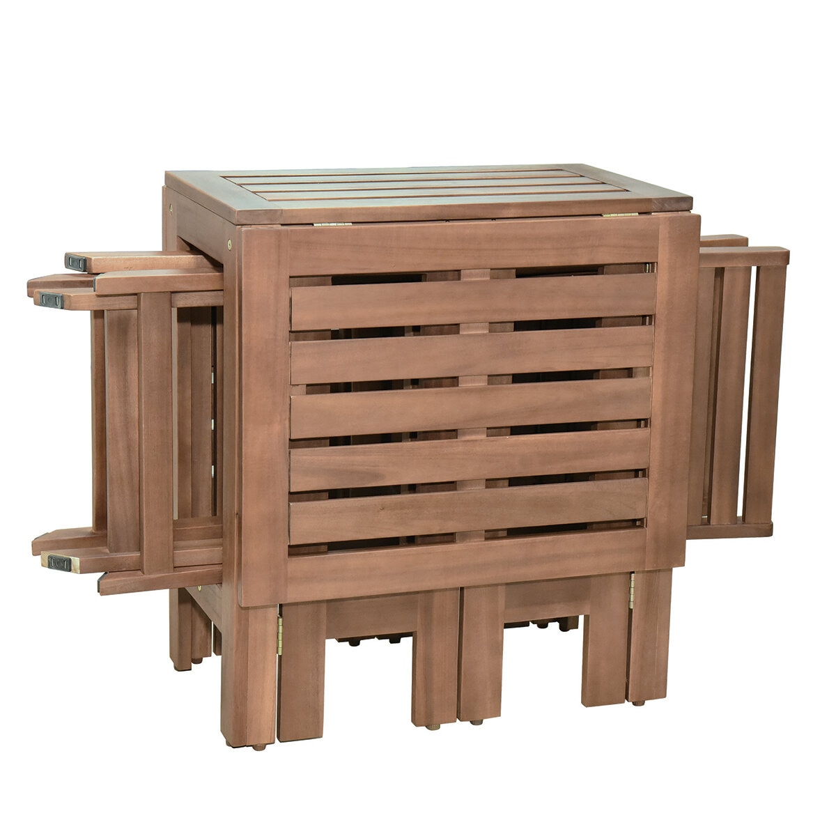 Alltrade, Set de Mesa y 2 Sillas Plegables para Patio de Madera de Acacia