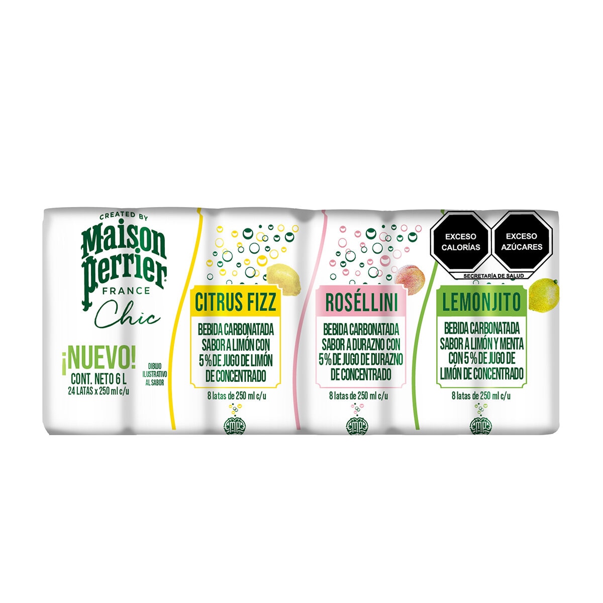 Perrier Chic Bebida Carbonatada de Sabores 24 pzs de 250 ml