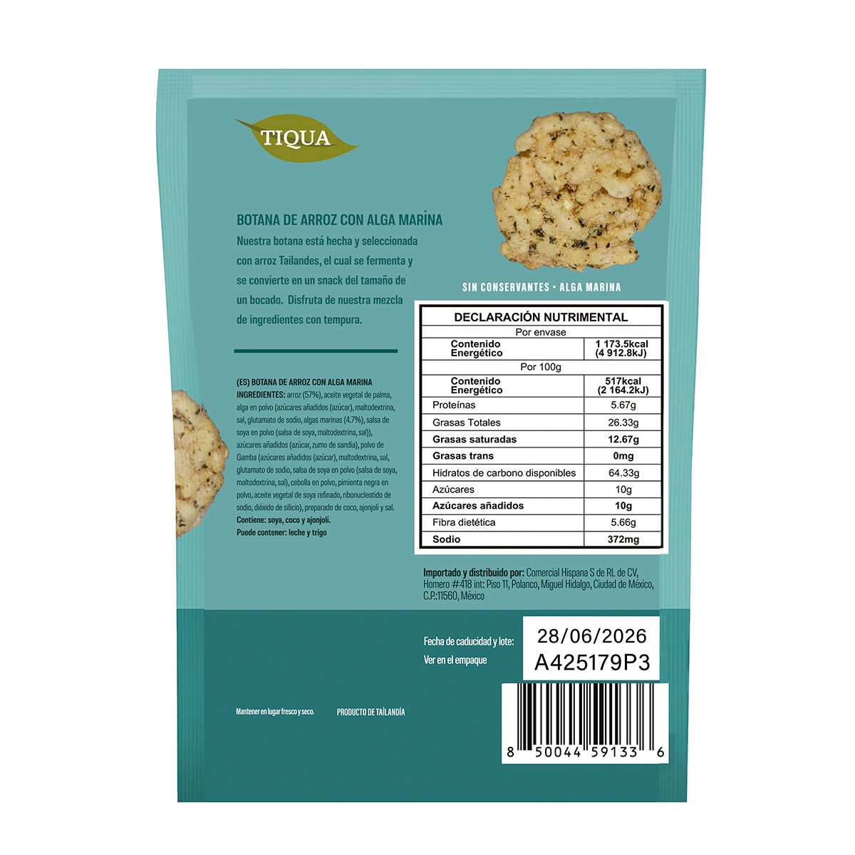 Tiqua Botanas de Arroz con Alga Marina 227 g