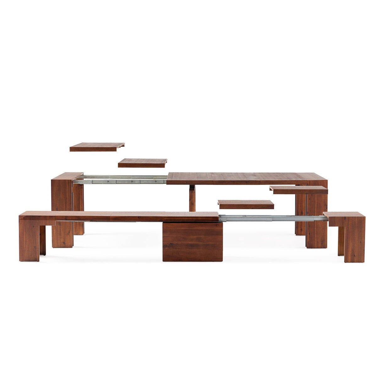 Transformer Table, Set de Comedor Expandible, Capacidad de hasta 12 Personas, 100% Madera, Color Cereza