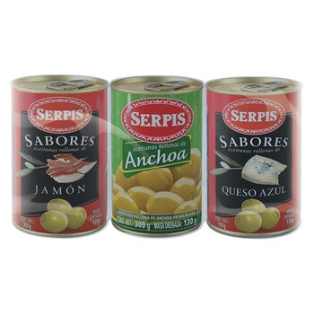 Serpis Mix de Aceitunas Rellenas de Sabores 3 pzas de 300 g