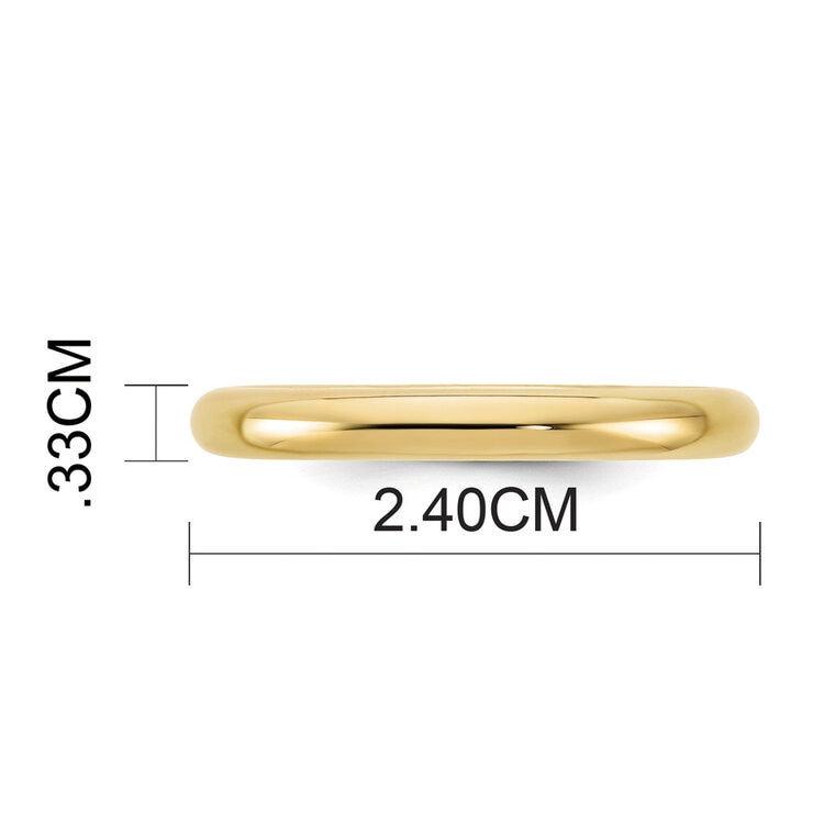 Argolla de matrimonio, 3mm, Comfort Fit, Oro Amarillo de 14K, Talla 10