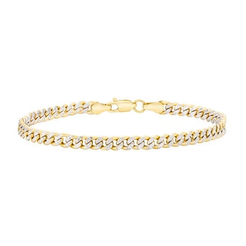 Pulsera, Eslabon Cubano, Oro Dos Tonos 14K, 21.59cm