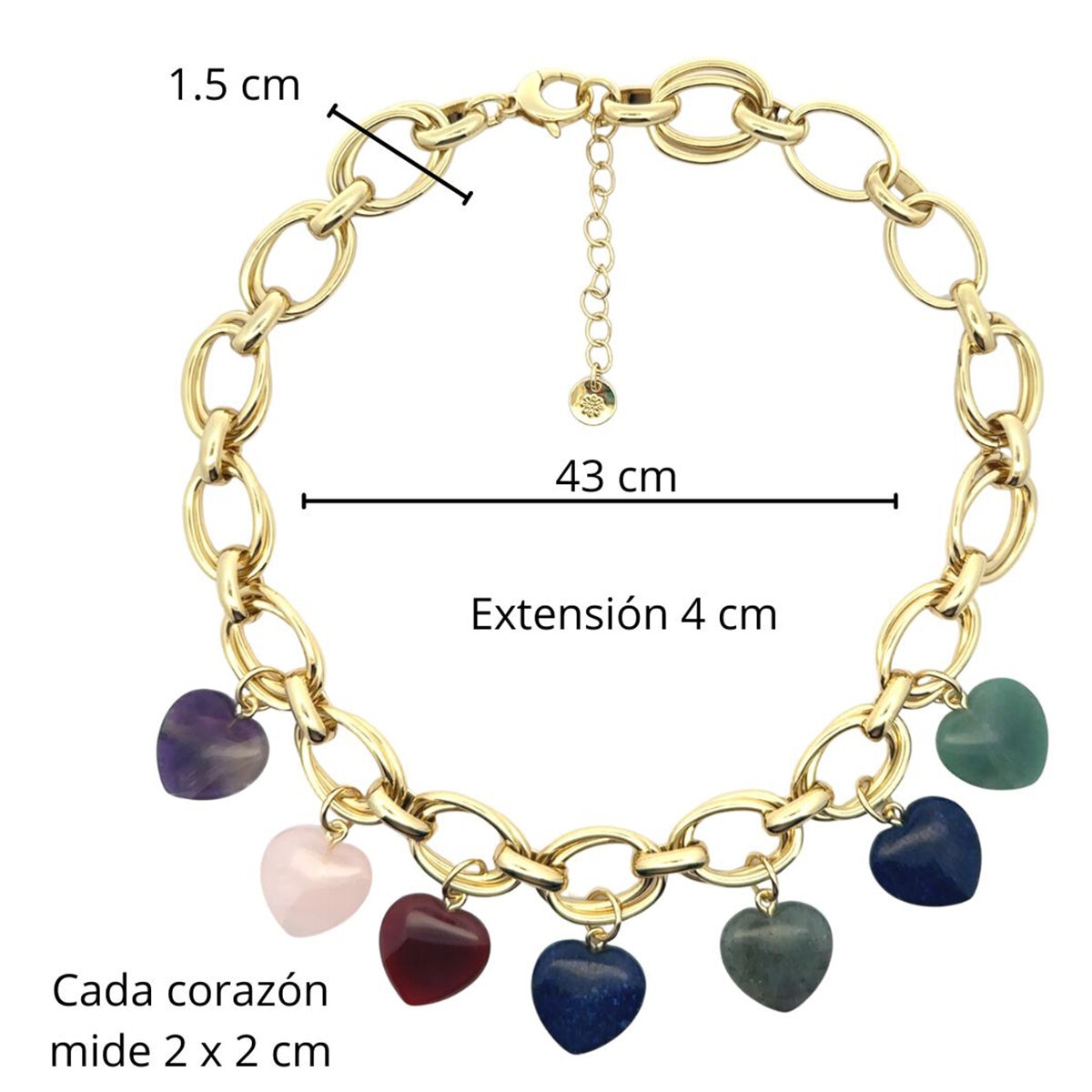 Mayfer, Collar Eslabones, con Piedras Naturales