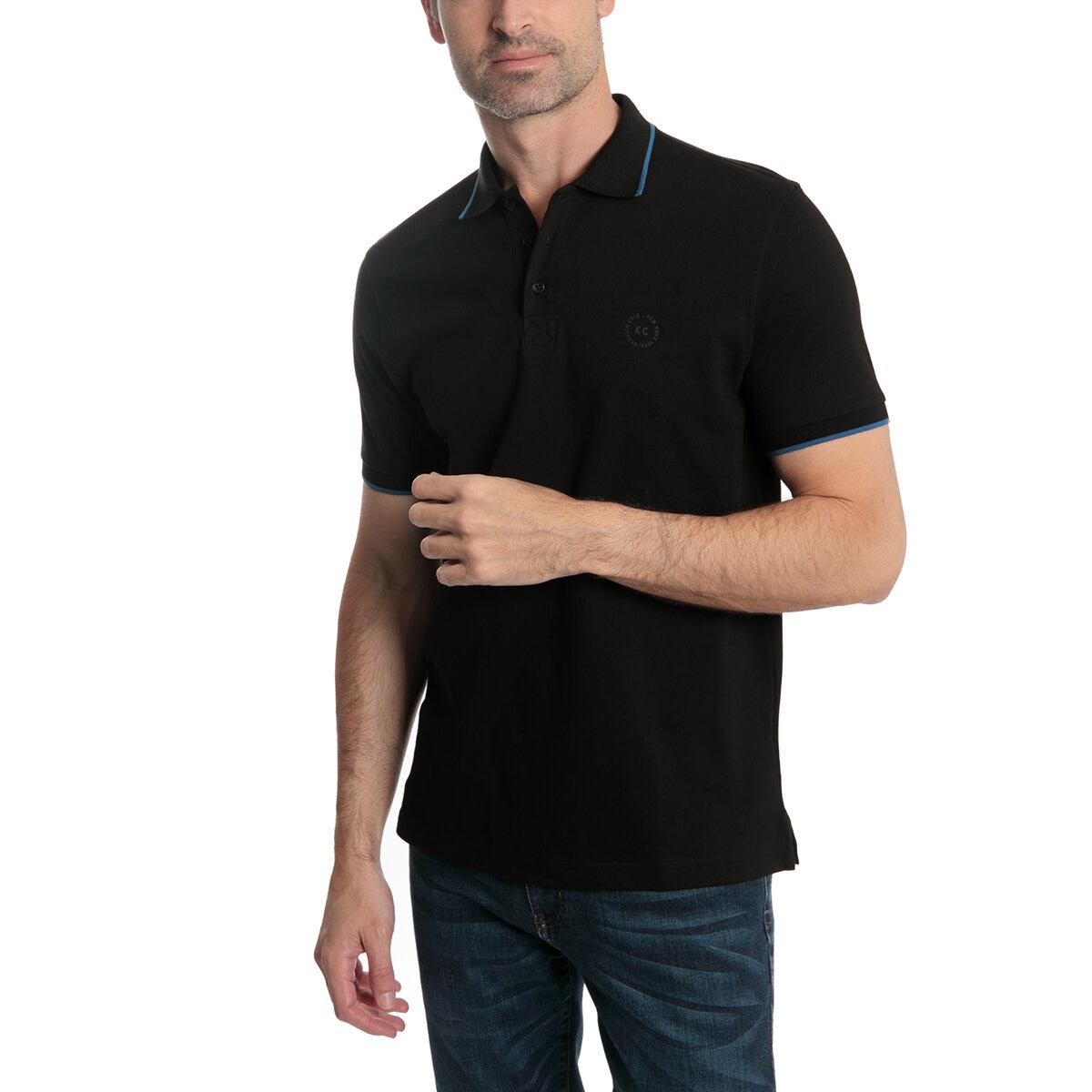 Kenneth Cole Polo para Caballero Negro Mediana
