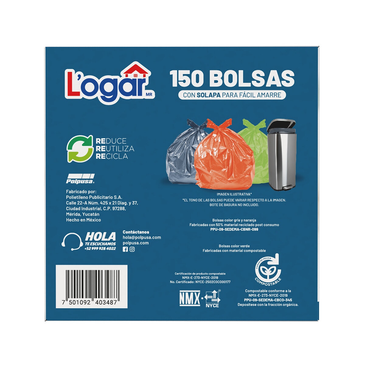 Logar Bolsas para Basura 150 pzas de 49 l