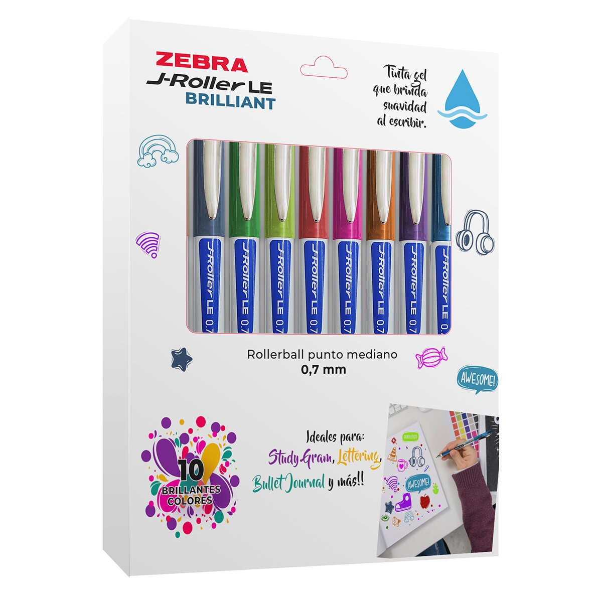 Zebra Bolígrafos J-Roller Tinta Gel 10 Piezas